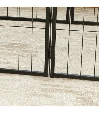 Parque para Perros de 6 Paneles de 60 cm de Altura con Puerta para Interior y Exterior Negro