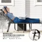 Tumbona Plegable con Respaldo Ajustable Reposacabezas Bolsillo Lateral Bandeja y Estructura de Acero 190x60x31 cm Negro