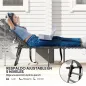 Tumbona Plegable con Respaldo Ajustable Reposacabezas Bolsillo Lateral Bandeja y Estructura de Acero 190x60x31 cm Gris