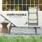 Juego de 2 Tumbonas Plegables Reclinables en 5 Posiciones con Estructura Metálica y Asiento de Malla Transpirable Crema