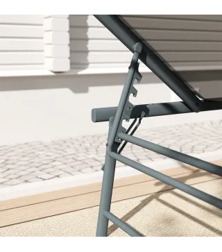 Juego de 2 Tumbonas Plegables Reclinables en 5 Posiciones con Estructura Metálica y Asiento de Malla Transpirable Gris