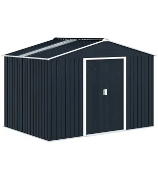 Cobertizo de Jardín 4,9 m² 277x195x192 cm con 2 Puertas Corredizas Base Refuerzo (Suelo NO Incluido) Gris Oscuro