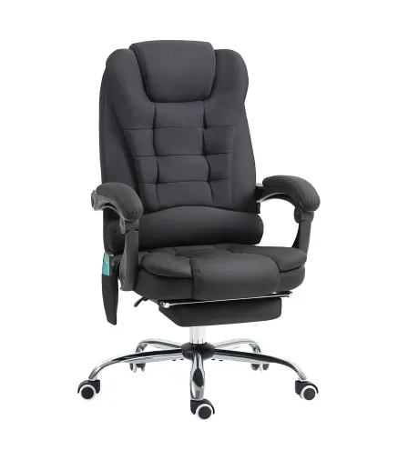 Silla de Oficina con 6 Puntos de Masaje Función de Calentamiento Reposapiés y Control Remoto 65x70x111-119 cm Negro