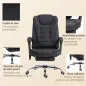 Silla de Oficina con 6 Puntos de Masaje Función de Calentamiento Reposapiés y Control Remoto 65x70x111-119 cm Negro