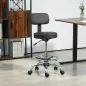 Silla de Oficina, Sillón Giratorio Compacto, Ajustable en Altura, con Reposapiés, Giro de 360°, Cuero Sintético, Metal, Negro