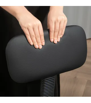 Silla de Oficina, Sillón Giratorio Compacto, Ajustable en Altura, con Reposapiés, Giro de 360°, Cuero Sintético, Metal, Negro