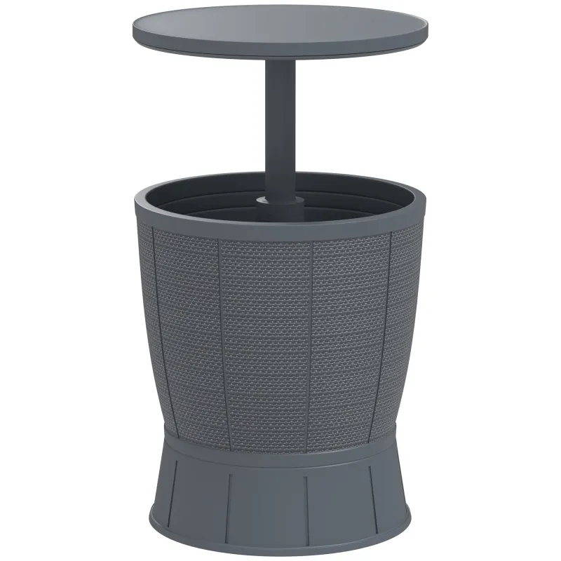 Mesa Nevera para Exterior 41 L 3 en 1 Cool Bar Mesa Auxiliar con Altura Ajustable Cubo de Hielo Tapa Elevable Gris