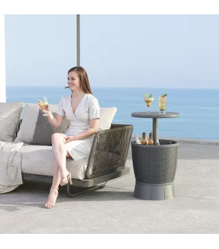 Mesa Nevera para Exterior 41 L 3 en 1 Cool Bar Mesa Auxiliar con Altura Ajustable Cubo de Hielo Tapa Elevable Gris