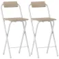 Juego de 2 Taburetes de Bar Plegables con Respaldo Reposapiés y Marco de Acero para Comedor Mostrador Natural