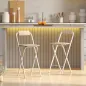 Juego de 2 Taburetes de Bar Plegables con Respaldo Reposapiés y Marco de Acero para Comedor Mostrador Natural
