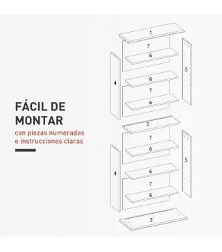 Estantería para CDs y DVDs Estrecha con 8 Compartimentos Estantes Ajustables 58x24x126,3 cm Blanco