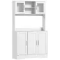 Alacena de Cocina con 2 Puertas de Vidrio Encimera Amplia para Microondas Estantes Ajustables 108x35x180 cm Blanco