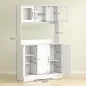 Alacena de Cocina con 2 Puertas de Vidrio Encimera Amplia para Microondas Estantes Ajustables 108x35x180 cm Blanco