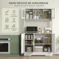 Alacena de Cocina con 2 Puertas de Vidrio Encimera Amplia para Microondas Estantes Ajustables 108x35x180 cm Blanco