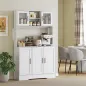 Alacena de Cocina con 2 Puertas de Vidrio Encimera Amplia para Microondas Estantes Ajustables 108x35x180 cm Blanco