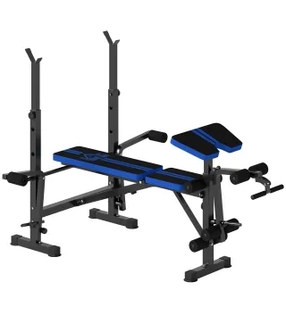 Banco de Musculación con Respaldo Ajustable y Soporte para Barras Regulable para Entrenamiento en Casa Gimnasio Negro