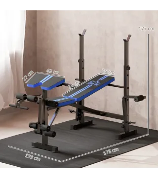 Banco de Musculación con Respaldo Ajustable y Soporte para Barras Regulable para Entrenamiento en Casa Gimnasio Negro