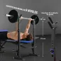 Banco de Musculación con Respaldo Ajustable y Soporte para Barras Regulable para Entrenamiento en Casa Gimnasio Negro