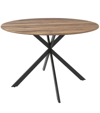 Mesa de Comedor Redonda para 4 Personas con Estructura de Acero Ø120x75 cm Marrón Oscuro
