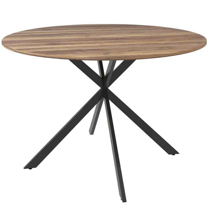 Mesa de Comedor Redonda para 4 Personas con Estructura de Acero Ø120x75 cm Marrón Oscuro