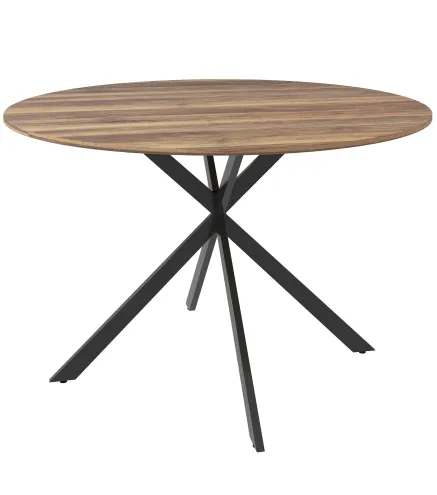 Mesa de Comedor Redonda para 4 Personas con Estructura de Acero Ø120x75 cm Marrón Oscuro