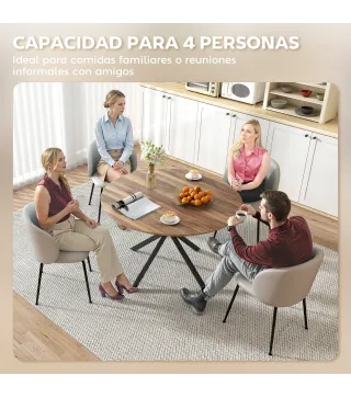 Mesa de Comedor Redonda para 4 Personas con Estructura de Acero Ø120x75 cm Marrón Oscuro