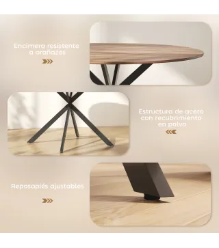 Mesa de Comedor Redonda para 4 Personas con Estructura de Acero Ø120x75 cm Marrón Oscuro