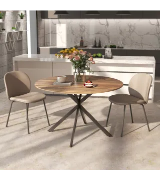 Mesa de Comedor Redonda para 4 Personas con Estructura de Acero Ø120x75 cm Marrón Oscuro