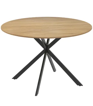 Mesa de Comedor Redonda para 4 Personas con Estructura de Acero Ø120x75 cm Roble