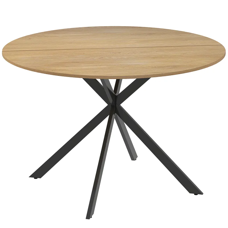 Mesa de Comedor Redonda para 4 Personas con Estructura de Acero Ø120x75 cm Roble