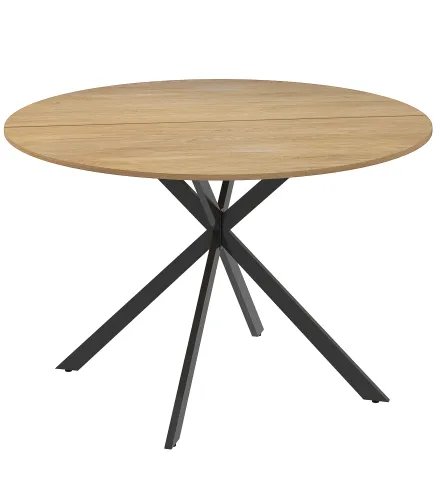 Mesa de Comedor Redonda para 4 Personas con Estructura de Acero Ø120x75 cm Roble