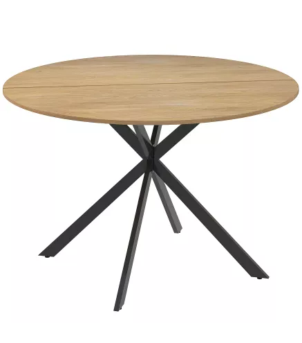 Mesa de Comedor Redonda para 4 Personas con Estructura de Acero Ø120x75 cm Roble