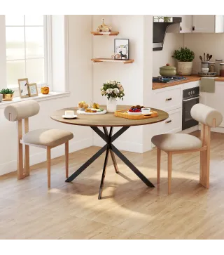 Mesa de Comedor Redonda para 4 Personas con Estructura de Acero Ø120x75 cm Roble