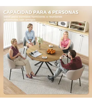 Mesa de Comedor Redonda para 4 Personas con Estructura de Acero Ø120x75 cm Roble