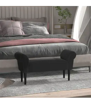 Banco Zapatero Banqueta con Brazos Tapizada tipo Banco de Madera para Dormitorio Salón Recibidor 102x36x51cm Carga 130kg