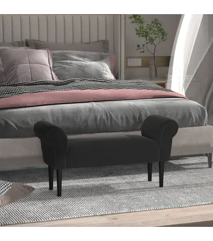 Banco Zapatero Banqueta con Brazos Tapizada tipo Banco de Madera para Dormitorio Salón Recibidor 102x36x51cm Carga 130kg