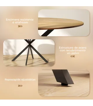 Mesa de Comedor Redonda para 4 Personas con Estructura de Acero Ø120x75 cm Roble