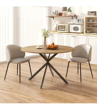 Mesa de Comedor Redonda para 4 Personas con Estructura de Acero Ø120x75 cm Roble