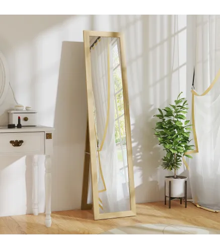 Espejo de Cuerpo Entero 157x37 cm con Marco de MDF Espejo de Pie Inclinado o Colgante Roble