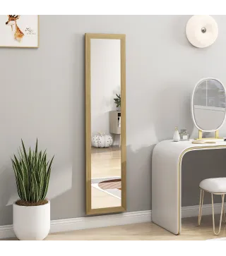 Espejo de Cuerpo Entero 157x37 cm con Marco de MDF Espejo de Pie Inclinado o Colgante Roble