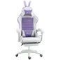 Silla Gaming de Cuero Sintético Reclinable 135° Reposacabezas Soporte Lumbar y Reposapiés 65x63x136-142 cm Púrpura