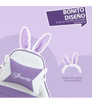 Silla Gaming de Cuero Sintético Reclinable 135° Reposacabezas Soporte Lumbar y Reposapiés 65x63x136-142 cm Púrpura