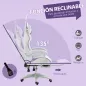 Silla Gaming de Cuero Sintético Reclinable 135° Reposacabezas Soporte Lumbar y Reposapiés 65x63x136-142 cm Púrpura