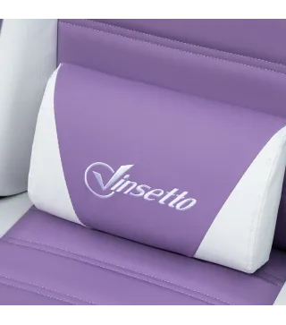 Silla Gaming de Cuero Sintético Reclinable 135° Reposacabezas Soporte Lumbar y Reposapiés 65x63x136-142 cm Púrpura