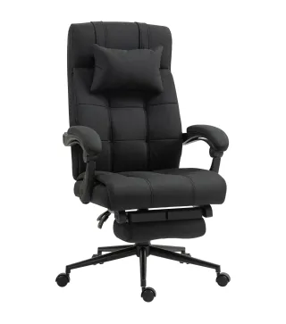 Silla de Escritorio Reclinable con Altura Ajustable Reposapiés Reposacabezas y Reposabrazos 66x76x112-120 cm Negro