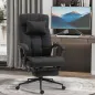 Silla de Escritorio Reclinable con Altura Ajustable Reposapiés Reposacabezas y Reposabrazos 66x76x112-120 cm Negro