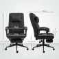 Silla de Escritorio Reclinable con Altura Ajustable Reposapiés Reposacabezas y Reposabrazos 66x76x112-120 cm Negro