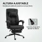 Silla de Escritorio Reclinable con Altura Ajustable Reposapiés Reposacabezas y Reposabrazos 66x76x112-120 cm Negro