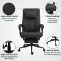 Silla de Escritorio Reclinable con Altura Ajustable Reposapiés Reposacabezas y Reposabrazos 66x76x112-120 cm Negro