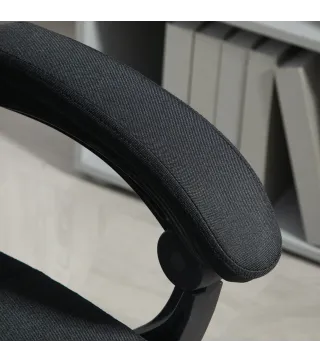 Silla de Escritorio Reclinable con Altura Ajustable Reposapiés Reposacabezas y Reposabrazos 66x76x112-120 cm Negro